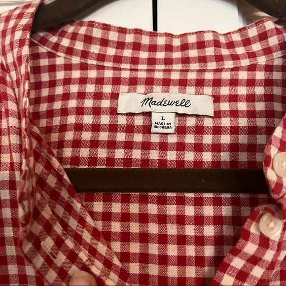 Madewell Gingham Bell-Sleeve Button-Down Picnic Blouse - Picture 3 of 5